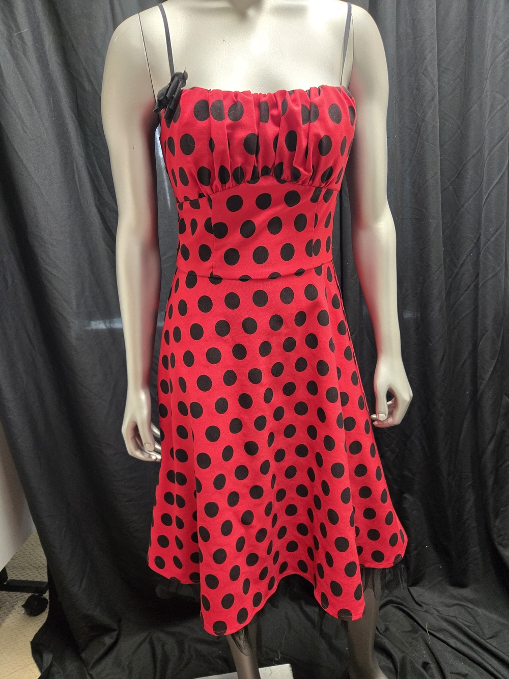 Ruby Rox Red Midi Dress with Black Polka Dots